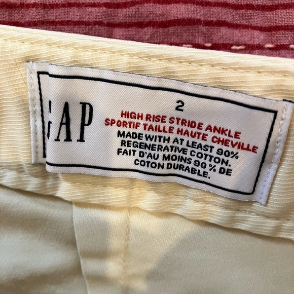 GAP Cream / soft yellow Wide Leg high rise stride ankle Pants - Picture 5 of 16